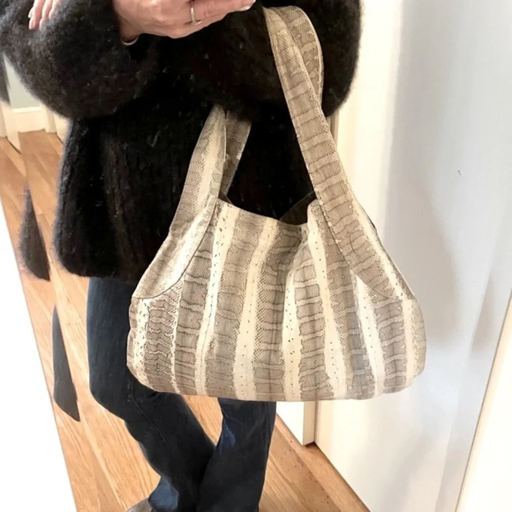 Beirn Jenna Natural Watersnake Leather Hobo Luxury Tote Bag